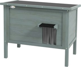 PawHut Fa Macska Ház Télen Vízálló Macska Menedék Aszfalt Tetővel, Padló Lábakkal Kültéri Macska Búvóhely Kertbe, Erkélyre 85 x 50 x 68.5 cm Sötétszür