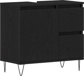 vidaXL Fürdőszobai mosdószekrény Fekete tölgy 65 x 33 x 60 cm Faanyag