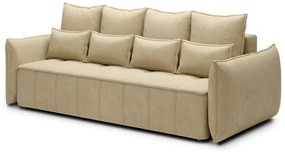 Bézs bársony kinyitható-tárolóhelyes kanapé 242 cm Weltton – ELTAP