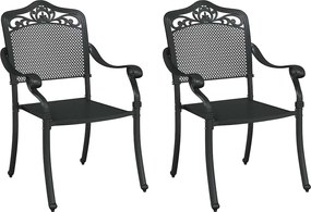 vidaXL Kerti Szék 2 pcs Fekete 55 x 55 x 92,5cm Alumínium
