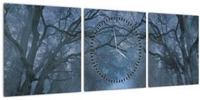 Egy erdő képe a ködben (órával) (90x30 cm)