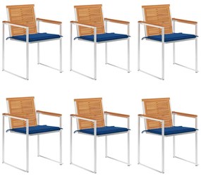 vidaXL 6 db tömör akácfa kerti szék párnákkal
