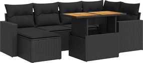 vidaXL 7 részes fekete polyrattan kerti ülőgarnitúra párnával
