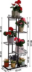 Fém állvány a virágokra, sötétszürke, BAMIR TYP 1