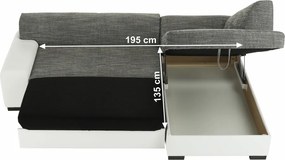 Ülőgarnitúra, fehér/szürke melír, jobbos, MINERVA