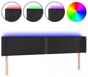 fekete műbőr LED-es fejtámla 183 x 16 x 78/88 cm