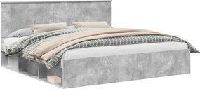 vidaXL Ágykeret fejtámlával Beton 200 x 200 cm Tömör fenyőfa
