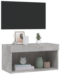 betonszürke TV-szekrény LED-világítással 60 x 30 x 30 cm