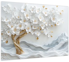 Üveg kép – 3D elegáns életfa (70x50 cm)