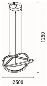 LED Csillár zsinóron LED/38W/230V 3000K 50x120 cm