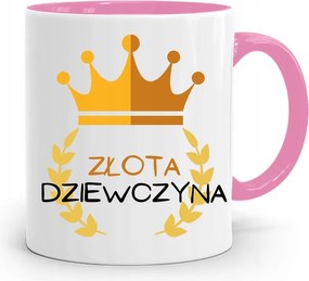 Rózsaszín Bögre Lányoknak Arany Lány nyomott mintával