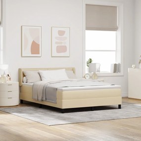 Boxspring Ágy Mattal Krém Színben, 140 x 200 cm, Szövet