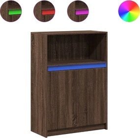 vidaXL barna tölgy színű szerelt fa tálalószekrény LED-del 72x34x100cm