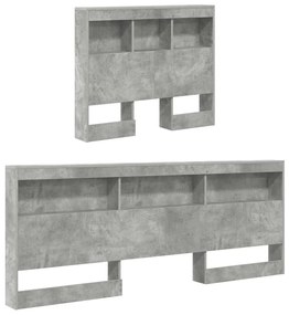 Tároló fejtámla polcokkal tárolóval Beton szürke 90 cm Faanyag
