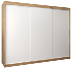 Ruhásszekrény 250 cm Toki (artisan tölgy + matt fehér). 1064867