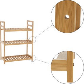 3 polcos polcállvány, természetes bambusz, FIORE TYP 1