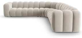 Krémszínű bársony moduláris sarokkanapé Lupine – Micadoni