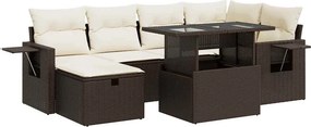 vidaXL 7 részes barna polyrattan kerti ülőgarnitúra párnákkal