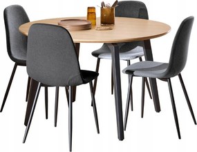 Kerek asztal 4 kárpitozott szürke székkel Cadiz nappali kollekció