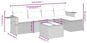 6 részes bézs polyrattan kerti ülőgarnitúra párnával