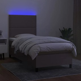 tópszínű szövet rugós és LED-es ágy matraccal 100x200 cm