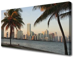 Vászonkép Tropical Palm City-tenger 100x50 cm