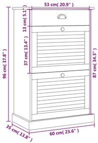 VIGO fehér tömör fenyőfa cipőszekrény 60x35x96 cm