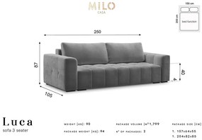 Luca kék kinyitható bársonykanapé - Milo Casa