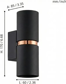 Eglo 95371 - LED fali lámpa PASSA 2xGU10-LED/4W/230V