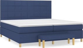vidaXL kék szövet rugós ágy matraccal 200 x 200 cm