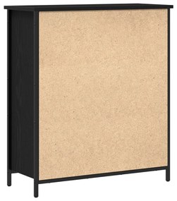 Oldalszekrény Fekete Tölgy 70x30x80 cm Mérnöki Fa és Acél