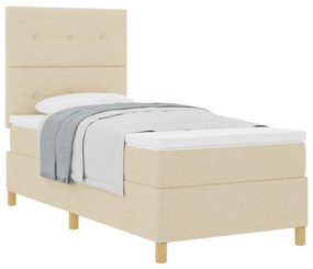 Box Spring Ágy Matraccal Krém Egyszemélyes Szövet