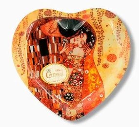 Üvegtányér szív 18x19cm, Klimt: The Kiss