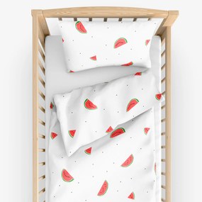 Goldea gyermek pamut ágyneműhuzat kiságyba - görögdinnyék 90 x 120 és 40 x 60 cm