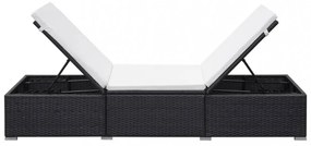 2 db fekete polyrattan napozóágy párnával