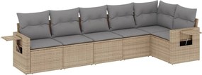 vidaXL 6 részes bézs polyrattan kerti ülőgarnitúra párnával