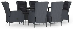 vidaXL 7 részes sötétszürke kerti étkezőgarnitúra