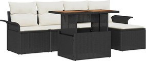 vidaXL Kerti Kanapé Szett párnával 6 pcs Fekete és krémszínű