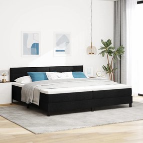 Box Spring Ágy Matraccal & LED fekete 200x200 cm szövet