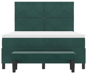 Box Spring Ágy Matraccal és paddal Sötét Zöld 140x190 cm Bársony