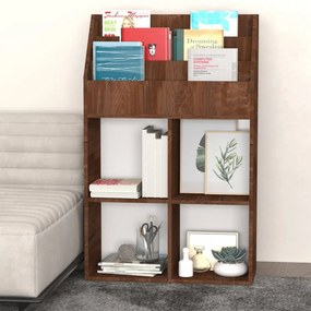 barna tölgyszínű szerelt fa újságtartó gyerekeknek 71x30x114 cm