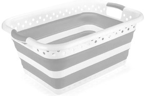 Fehér-szürke műanyag szennyeskosár 40 l - Addis