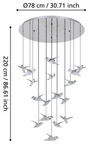 Eglo 390402 - LED Dimmelhető csillár zsinóron PARATEBUENO 17xLED/3W/230V króm