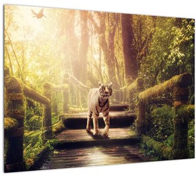 Tigris a dzsungelben képe (üvegen) (70x50 cm)