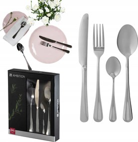 Evőeszköz Szett 6 Személyes Szett Fekete 24EL Ambition Villa Kanál Kés