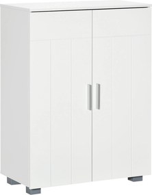 Kleankin Fürdőszobai Szekrény 2 Ajtóval és 2 Állítható Polccal, 60x30x80 cm Fehér | Aosom