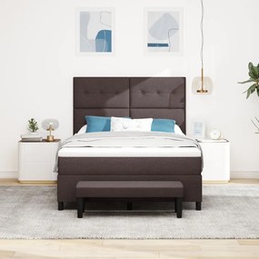 Boxspring ágy matraccal és paddal, sötétbarna 140x190 cm szövet