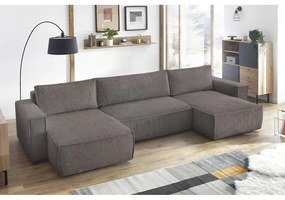 Sötétszürke kordbársony kinyitható sarokkanapé ("U" alakú) Nihad – Bobochic Paris