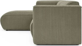 Zöld kordbársony sarokkanapé (bal oldali-heverő résszel) Merid – Ropez
