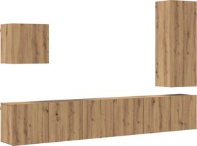 vidaXL TV faliszekrény Falra szerelhető 5 pcs Artisan tölgy Faanyag